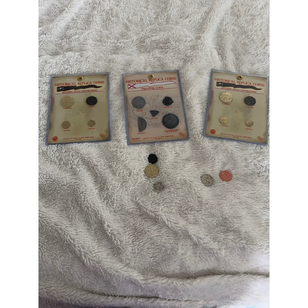 Historical Replica Coins Spanish Gold Doubloons Treasure Set of 3 Atocha coins